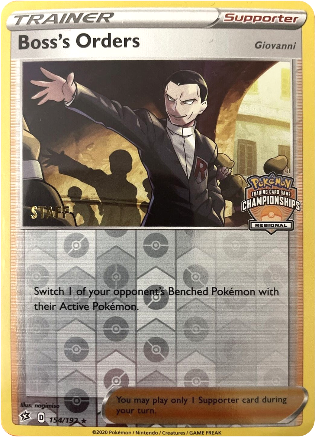 Image of Boss's Orders (154/192) (Staff Regional Championships) [League & Championship Cards]