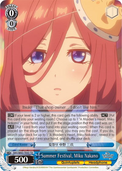 Image of Summer Festival, Miku Nakano (5HY/W83-TE43 TD) [The Quintessential Quintuplets]