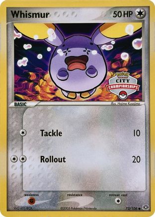 Image of Whismur (73/106) (City Championship) [EX: Emerald]