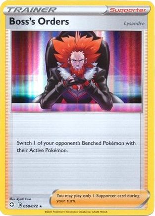 Image of Boss's Orders (058/72) (Theme Deck Exclusive) [Sword & Shield: Shining Fates]