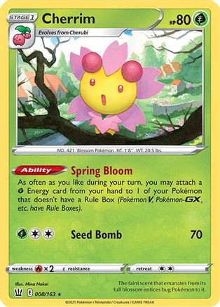 Image of Cherrim (008/163) (Theme Deck Exclusive) [Sword & Shield: Battle Styles]