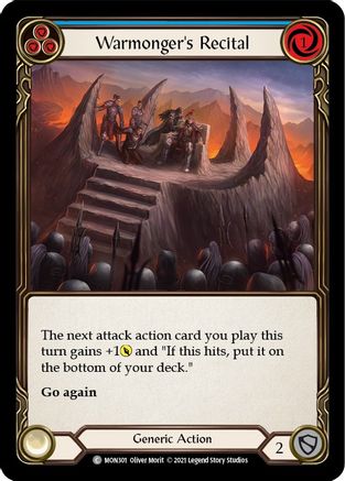 Image of Warmonger's Recital (Blue) [MON301-RF] (Monarch)  1st Edition Rainbow Foil