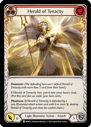 Image of Herald of Tenacity (Red) [MON023-RF] (Monarch)  1st Edition Rainbow Foil