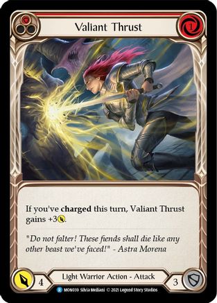 Image of Valiant Thrust (Red) [MON039-RF] (Monarch)  1st Edition Rainbow Foil