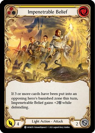 Image of Impenetrable Belief (Yellow) [MON076-RF] (Monarch)  1st Edition Rainbow Foil