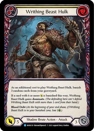 Image of Writhing Beast Hulk (Yellow) [MON130-RF] (Monarch)  1st Edition Rainbow Foil