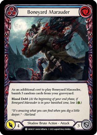 Image of Boneyard Marauder (Blue) [MON137-RF] (Monarch)  1st Edition Rainbow Foil