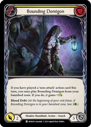 Image of Bounding Demigon (Yellow) [MON169-RF] (Monarch)  1st Edition Rainbow Foil