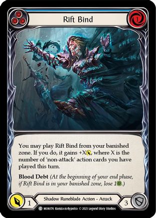 Image of Rift Bind (Blue) [MON176-RF] (Monarch)  1st Edition Rainbow Foil