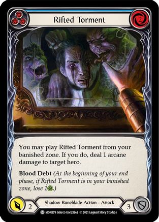 Image of Rifted Torment (Blue) [MON179-RF] (Monarch)  1st Edition Rainbow Foil