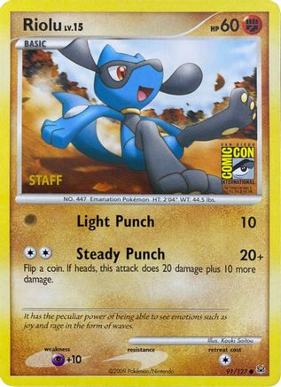 Image of Riolu (91/127) (SDCC 2009) (Staff) [Platinum: Base Set]