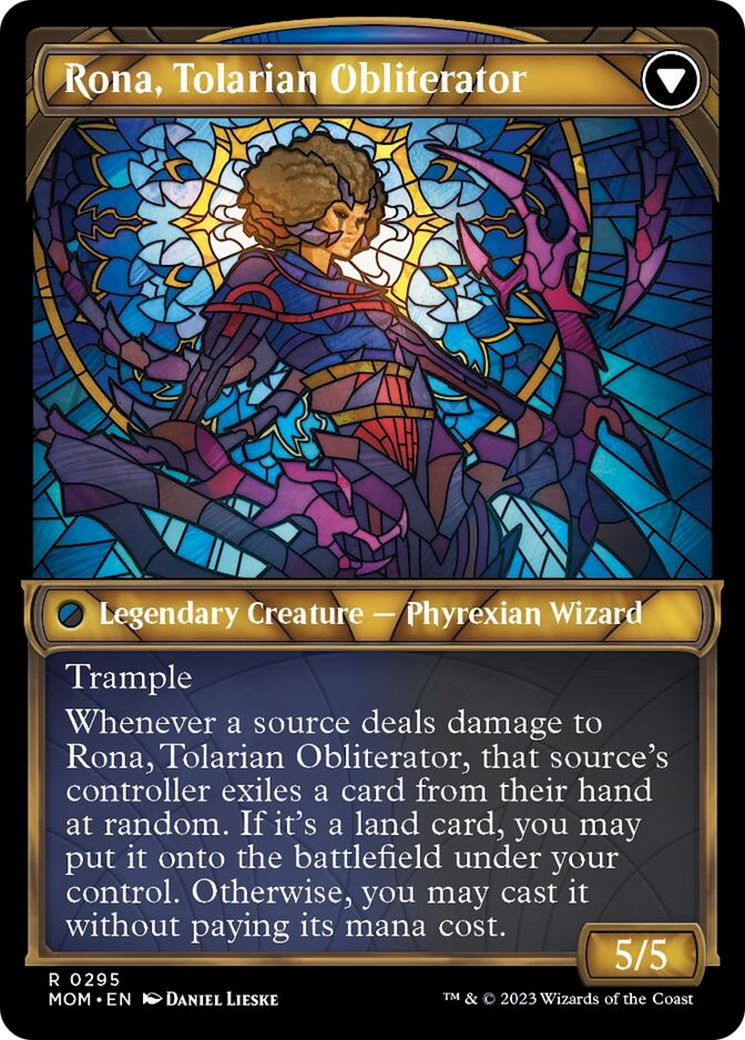 Image of Rona, Herald of Invasion // Rona, Tolarian Obliterator (Showcase Planar Booster Fun) [March of the Machine]