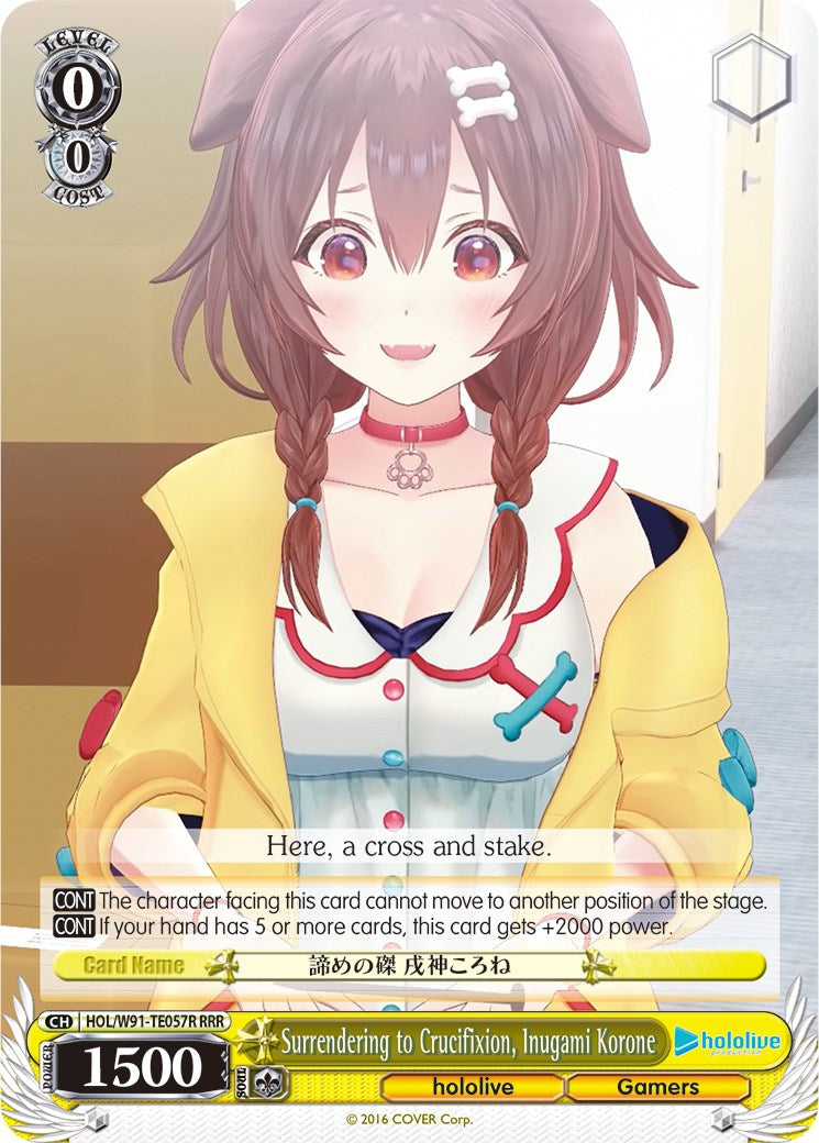 Image of Surrendering to Crucifixion, Inugami Korone (HOL/W91-TE057R RRR) [hololive production]