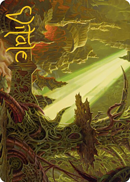 Image of Darkmoss Bridge Art Card (Gold-Stamped Signature) [Modern Horizons 2 Art Series]