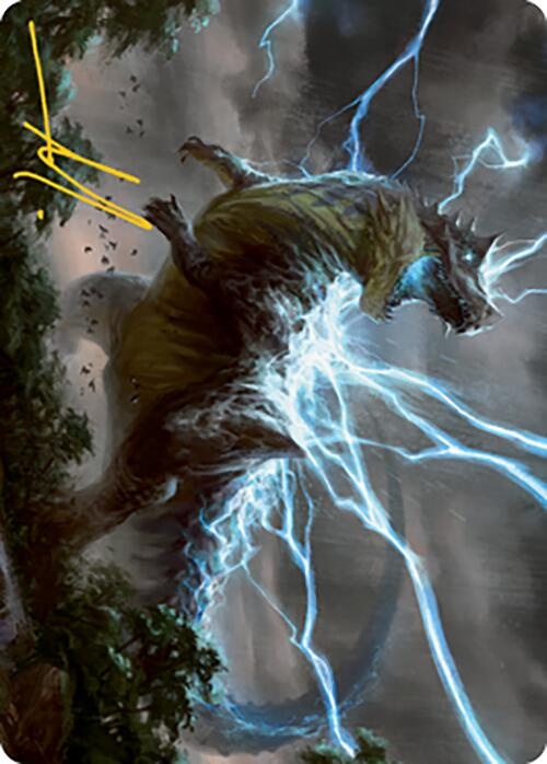 Image of Thrasta, Tempest's Roar Art Card (41) (Gold-Stamped Signature) [Modern Horizons 2 Art Series]