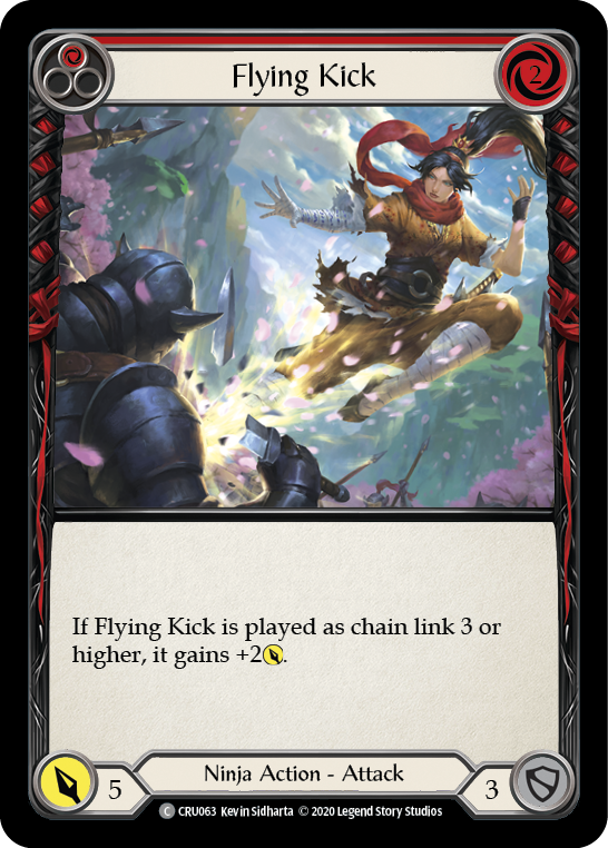 Image of Flying Kick (Red) [CRU063] (Crucible of War)  1st Edition Rainbow Foil
