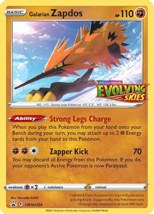 Image of Galarian Zapdos (SWSH124) (Prerelease Promo) [Sword & Shield: Black Star Promos]