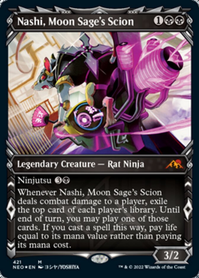 Image of Nashi, Moon Sage's Scion (Showcase) (Foil Etched) [Kamigawa: Neon Dynasty]