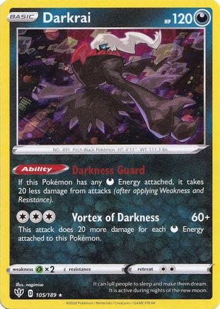 Image of Darkrai (105/189) (Cosmos Holo) [Sword & Shield: Darkness Ablaze]
