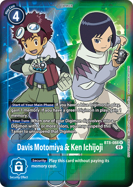 Image of Davis Motomiya & Ken Ichijoji [BT8-088] (Alternative Art - Box Topper) [New Awakening]
