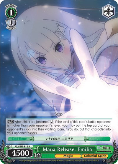 Image of Mana Release, Emilia (RZ/SE35-E12 R) (Parallel Foil) [Re:ZERO: The Frozen Bond]