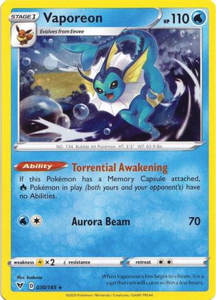 Image of Vaporeon (030/185) (Cosmos Holo) [Sword & Shield: Vivid Voltage]
