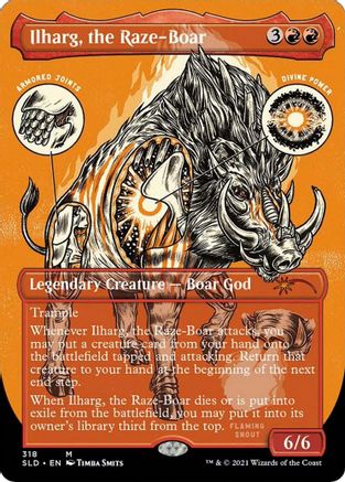 Image of Ilharg, the Raze-Boar (Borderless Foil Etched) [Secret Lair Drop Series]