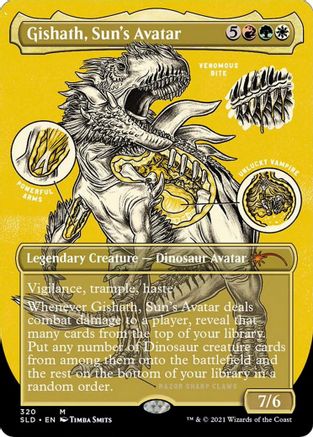 Image of Gishath, Sun's Avatar (Borderless Foil Etched) [Secret Lair Drop Series]