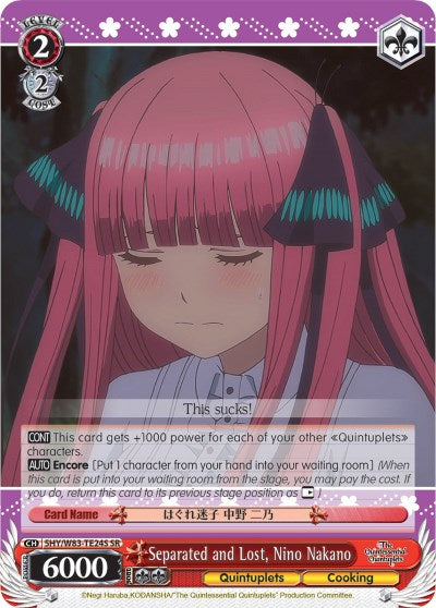 Image of Separated and Lost, Nino Nakano (5HY/W83-TE24S SR) [The Quintessential Quintuplets]