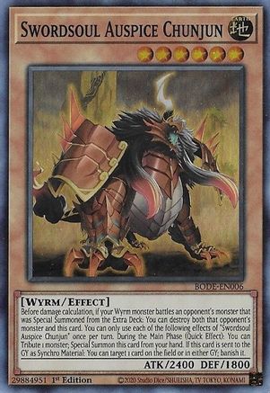 Image of Swordsoul Auspice Chunjun [BODE-EN006] Super Rare