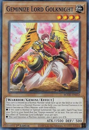 Image of Geminize Lord Golknight [BODE-EN032] Common