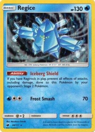 Image of Regice (28/111) (Cosmos Holo) [Sun & Moon: Crimson Invasion]