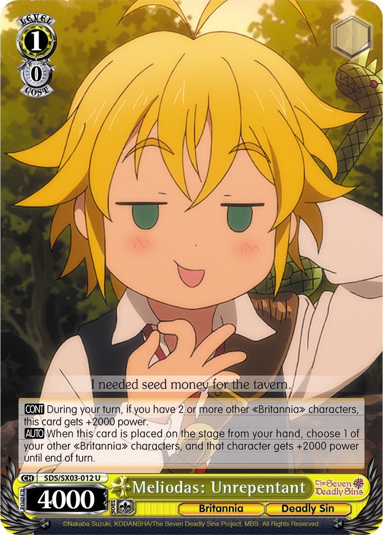 Image of Meliodas: Unrepentant (SDS/SX03-012 U) [The Seven Deadly Sins]