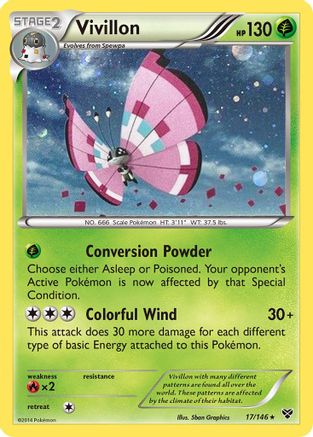Image of Vivillon (17/146) (Meadow Form/Pink Wings) (Cosmos Holo) [XY: Base Set]