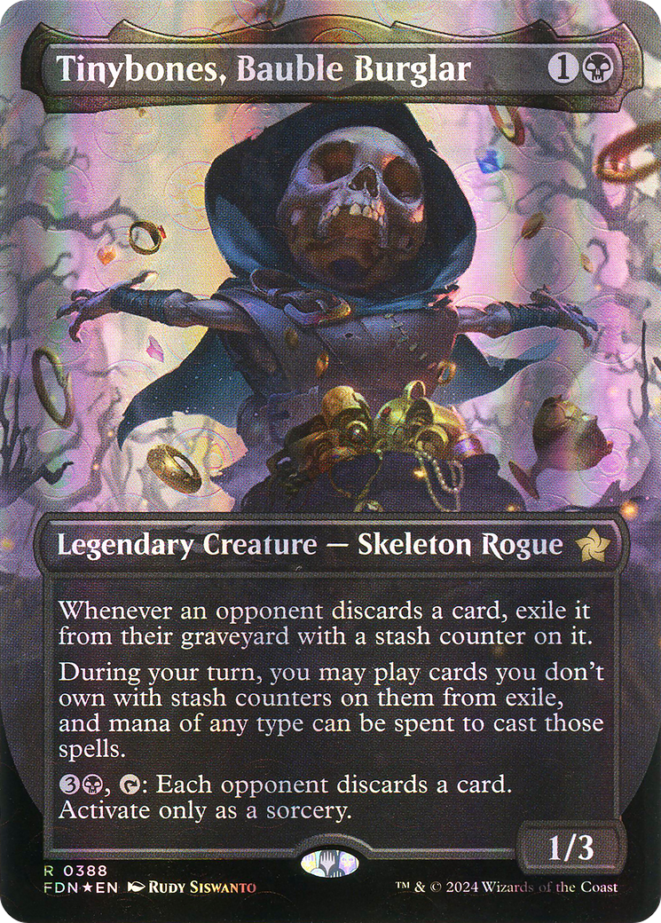 Image of Tinybones, Bauble Burglar (Borderless) (Mana Foil) [Foundations]