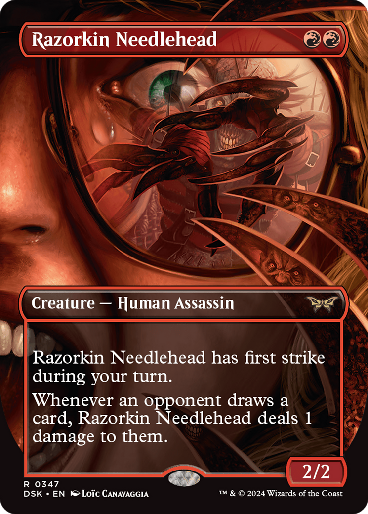 Image of Razorkin Needlehead (Borderless) [Duskmourn: House of Horror]