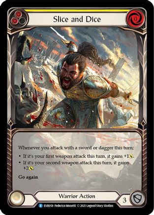 Image of Slice and Dice (Yellow) [EVR058] (Everfest)  1st Edition Extended Art Rainbow Foil