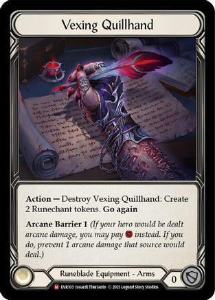 Image of Vexing Quillhand [EVR103] (Everfest)  1st Edition Normal