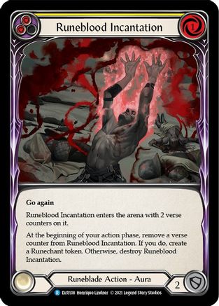 Image of Runeblood Incantation (Yellow) [EVR108] (Everfest)  1st Edition Rainbow Foil