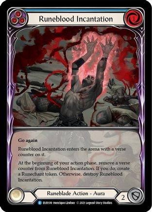 Image of Runeblood Incantation (Blue) [EVR109] (Everfest)  1st Edition Extended Art Rainbow Foil