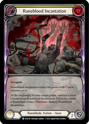 Image of Runeblood Incantation (Yellow) [EVR108] (Everfest)  1st Edition Extended Art Rainbow Foil