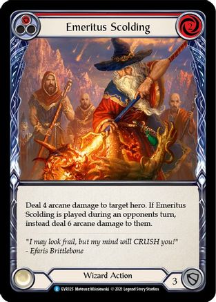 Image of Emeritus Scolding (Red) [EVR125] (Everfest)  1st Edition Rainbow Foil