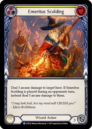 Image of Emeritus Scolding (Yellow) [EVR126] (Everfest)  1st Edition Rainbow Foil