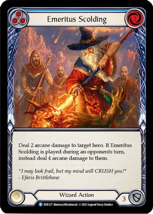Image of Emeritus Scolding (Blue) [EVR127] (Everfest)  1st Edition Rainbow Foil