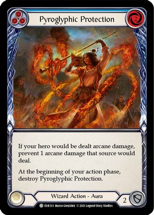 Image of Pyroglyphic Protection (Blue) [EVR133] (Everfest)  1st Edition Rainbow Foil