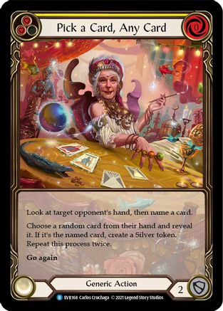 Image of Pick a Card, Any Card (Yellow) [EVR168] (Everfest)  1st Edition Extended Art Rainbow Foil
