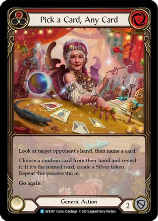 Image of Pick a Card, Any Card (Red) [EVR167] (Everfest)  1st Edition Extended Art Rainbow Foil