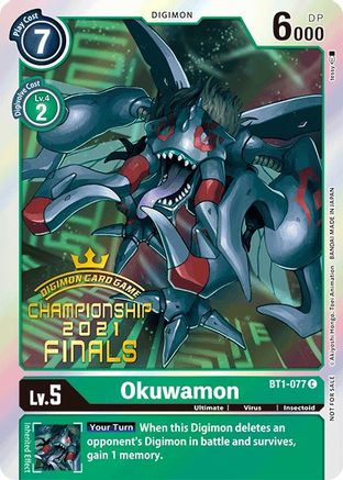 Image of Okuwamon [BT1-077] (2021 Championship Finals Event Pack Alt-Art Gold Stamp Set) [Release Special Booster Promos]