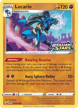 Image of Lucario (SWSH186) (Prerelease Promo) [Sword & Shield: Black Star Promos]