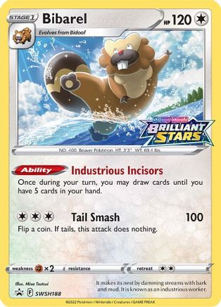 Image of Bibarel (SWSH188) (Prerelease Promo) [Sword & Shield: Black Star Promos]